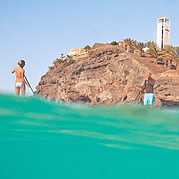 SUP i Morro Jable under den lilla klippan